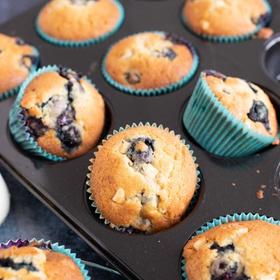 Blueberry White Chocolate Muffins