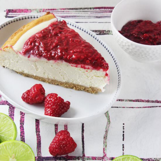 Raspberry lime cheesecake