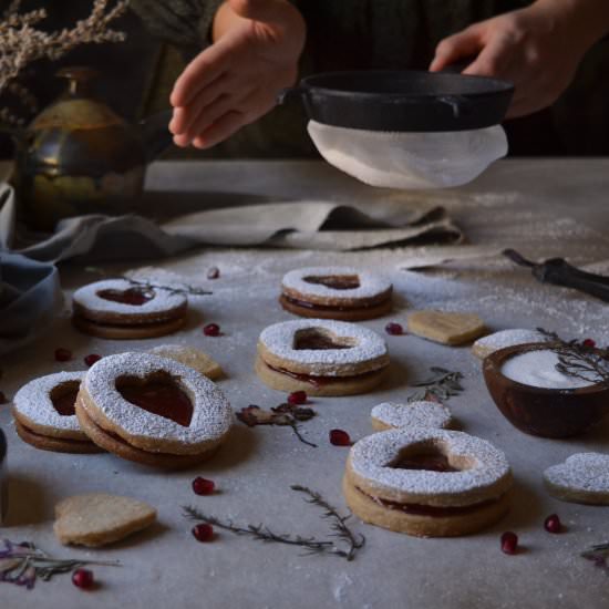 Strawberry Linzer Heart Cookies
