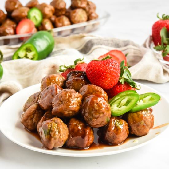 Crockpot Strawberry Spicy Meatballs