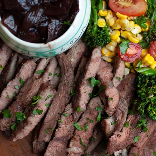 Braaied T-Bones with Red Wine Onion