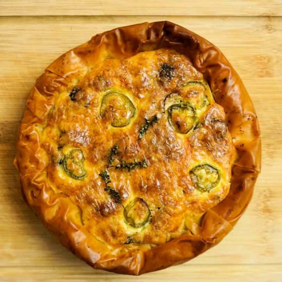 mushroom and fondue filo pie