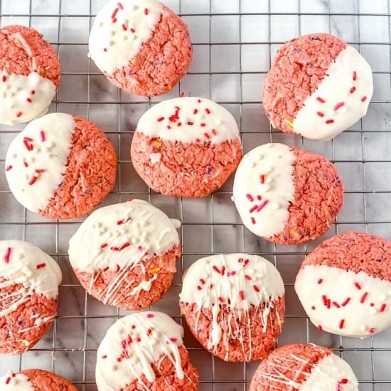 Easy Strawberry Cake Mix Cookies