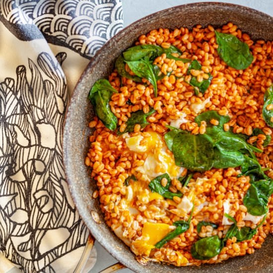 Barley with Eggs and Spinach