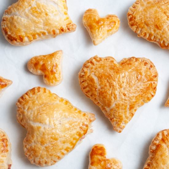 Ham and Cheese Puff Pastry Hearts