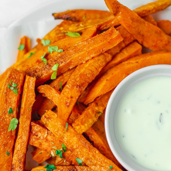 SWEET POTATO FRIES WITH TRUFFLE OIL