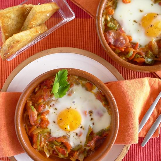 Eggs Baked with Piperrada Peppers