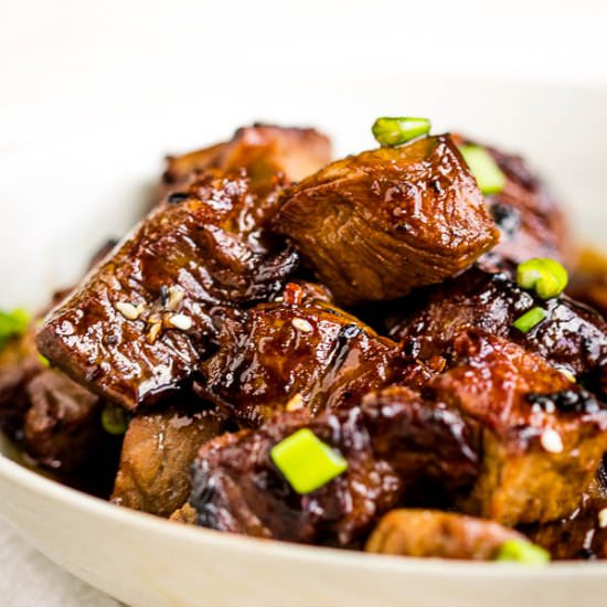 Bourbon Honey Steak Tips