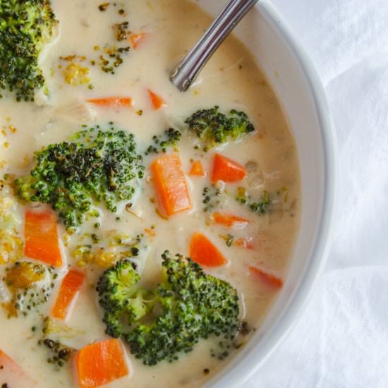 Roasted Broccoli Cheddar Soup