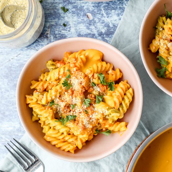 Vegan Buffalo Tofu Mac and Cheese