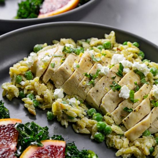Lemon Pepper Orzo w Chicken