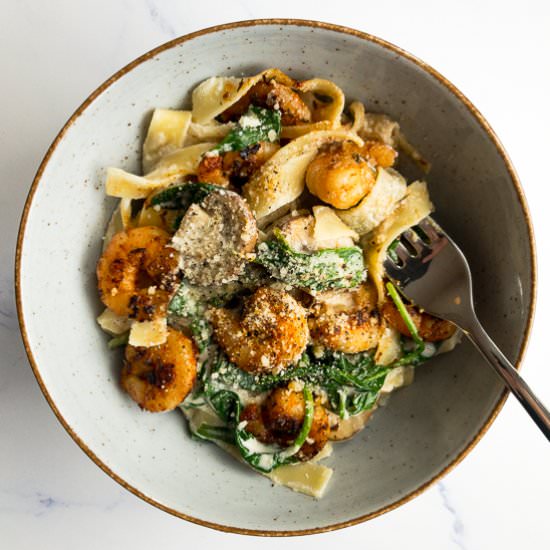 Cashew Cajun Shrimp Alfredo