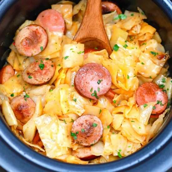 Slow Cooker Cabbage and Sausage