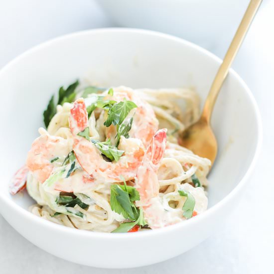 Dairy-Free Shrimp Pasta Alfredo