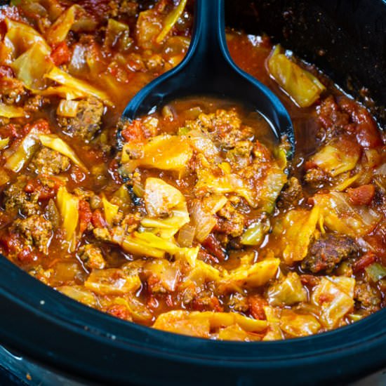 Slow Cooker Spicy Cabbage Beef Soup