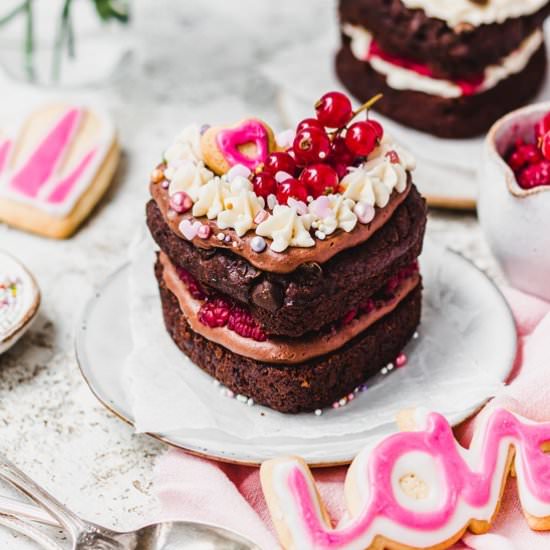 Vegan Chocolate Brownie Cake for 2