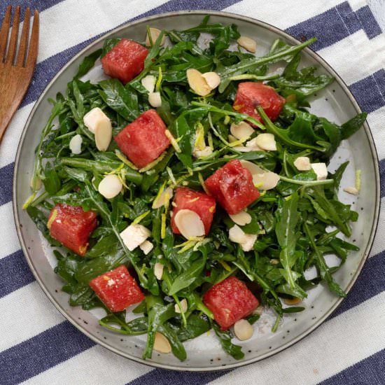 Juicy Watermelon Arugula Salad