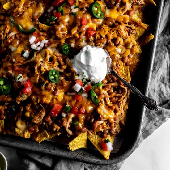 slow cooker pulled pork + nachos