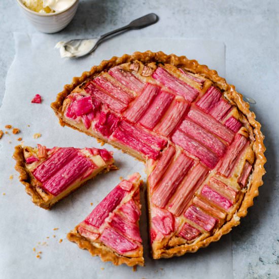 Rhubarb & ginger frangipane tart