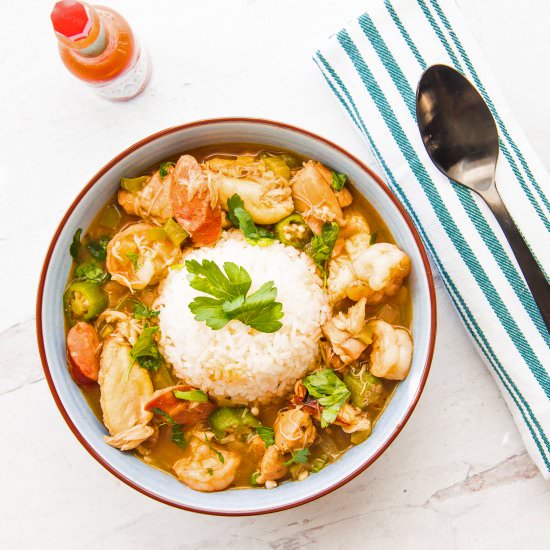Gumbo w/Andouille, Chicken, Seafood