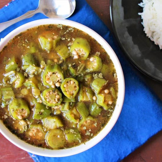 Egyptian Garlic Okra Soup