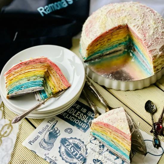 Easy Rainbow Crepe Cake