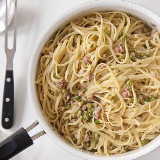 Linguine with Lemon Pancetta & Peas