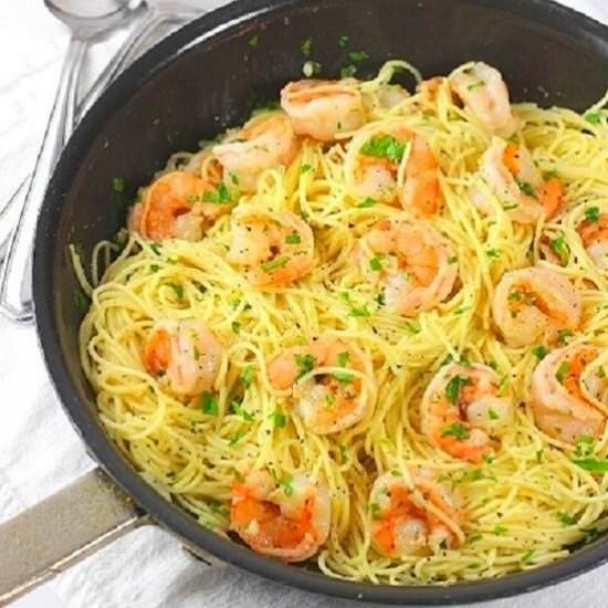 shrimp scampi with angel hair pasta