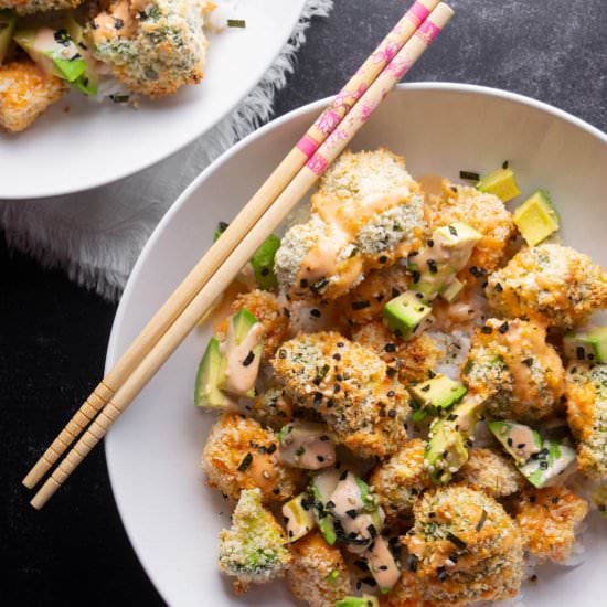 Baked Vegetable Tempura Sushi Bowls