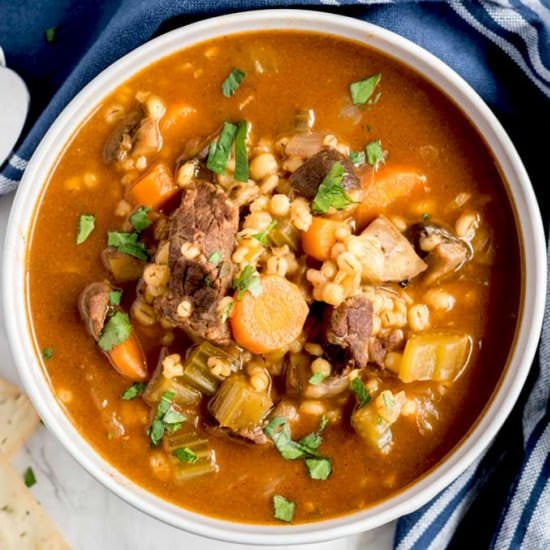 Instant Pot Beef Barley Soup