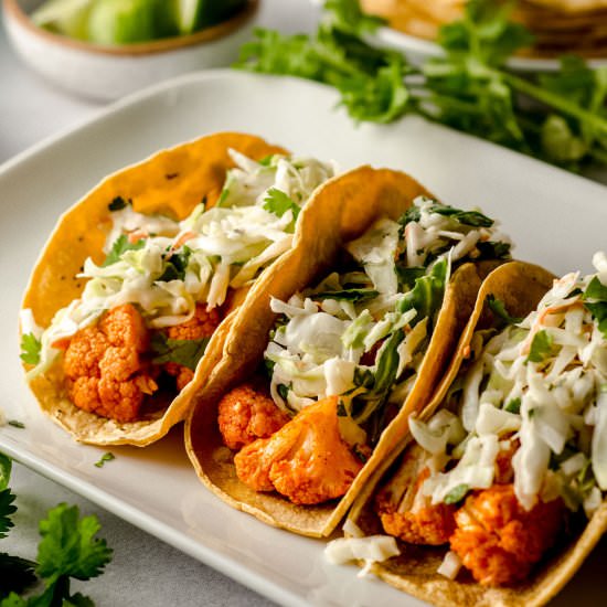 buffalo cauliflower tacos