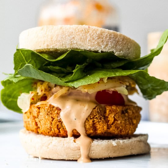 Spicy Tofu Almond Burgers