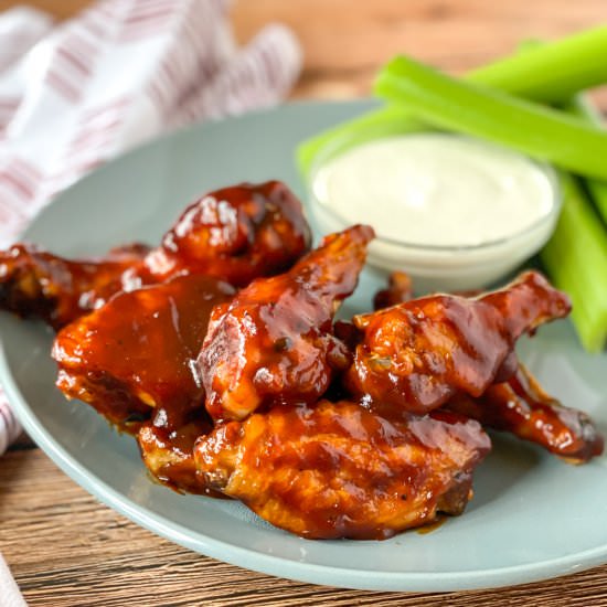 Air Fryer Buffalo BBQ Chicken Wings