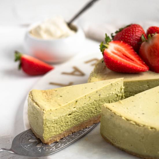 Two-Toned Baked Matcha Cheesecake