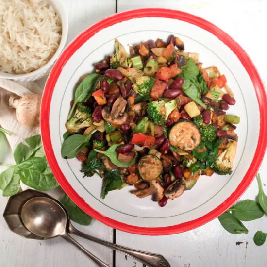 Simple veggie & red bean stir fry