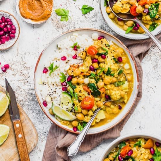 Peanut Chickpea Cauliflower Curry
