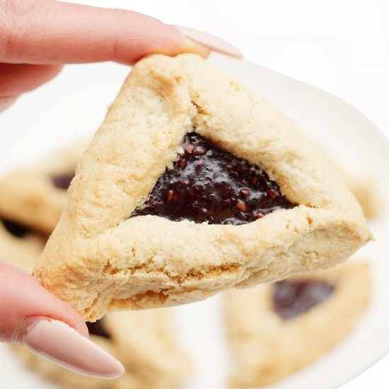 Raspberry Hamantashen (vegan, gf)