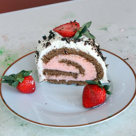Strawberry Chocolate Roll Cake