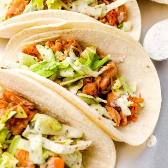 30 Minute Buffalo Jackfruit Tacos
