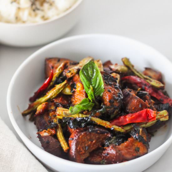 gochujang eggplant and long beans