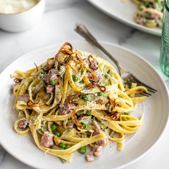 Paglia e Fieno with Crispy Shallots