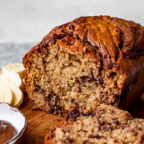 Banana Bread with a Nutella Swirl