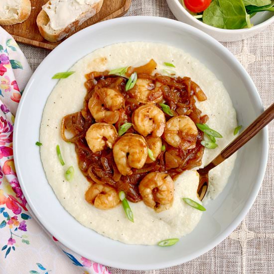 French Onion Shrimp and Grits