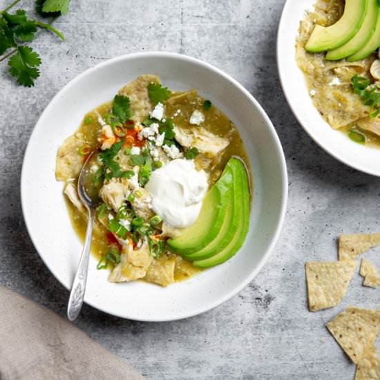 Salsa Verde Chicken Chilaquiles