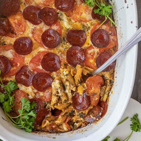 One Pan Cheesy Pepperoni Pasta GF