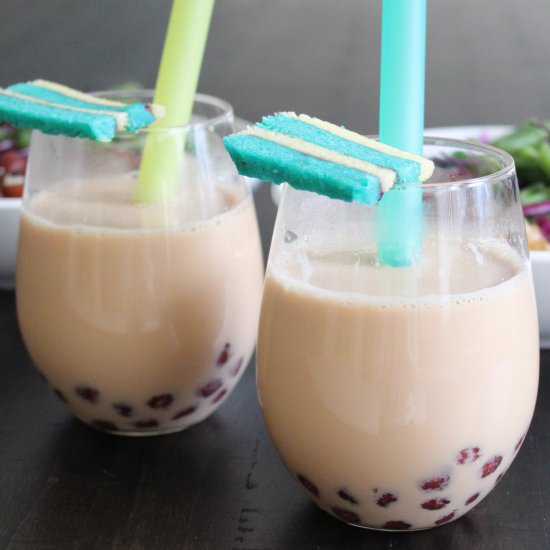 maple milk tea with jam bubbles