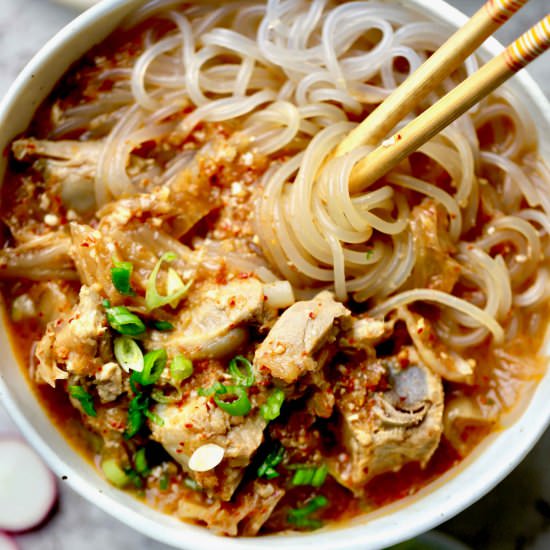 Ribs and Kimchi Noodle Soup