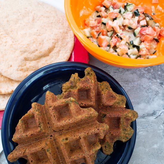Falafel Waffles with Tahini Salad