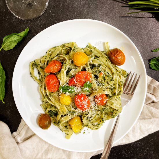 Carrot Top Pesto Pasta