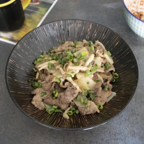 Pork and daikon miso stir-fry